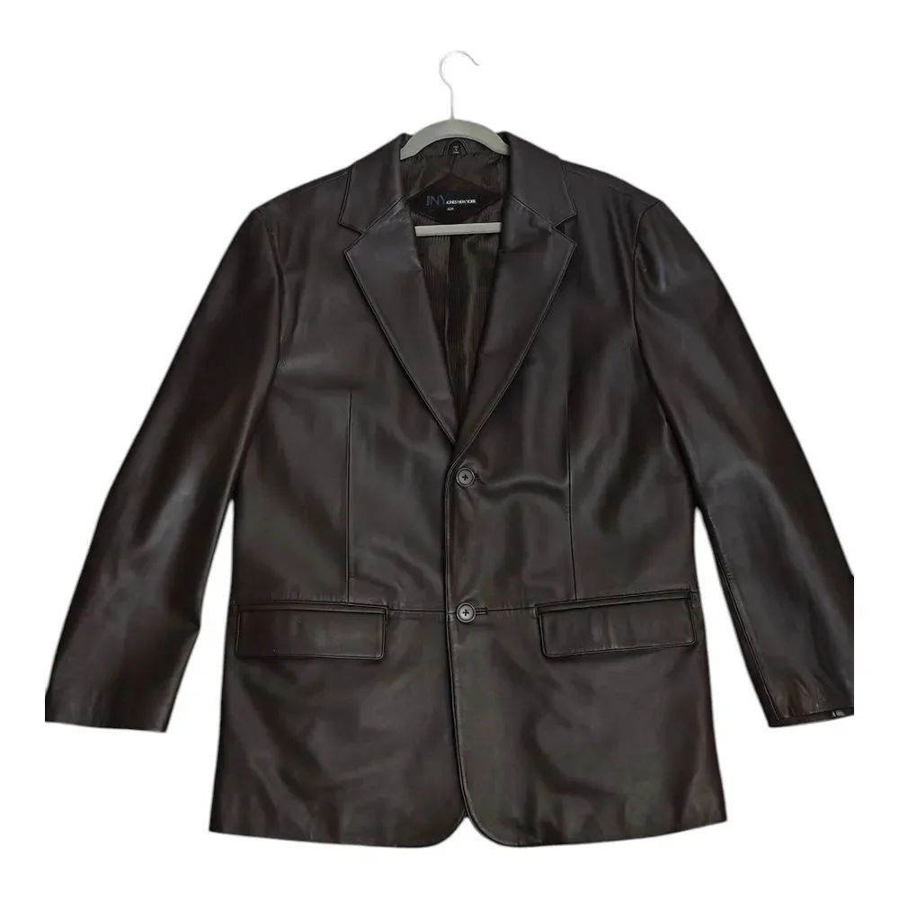 Jones New York Rich Brown Leather Blazer